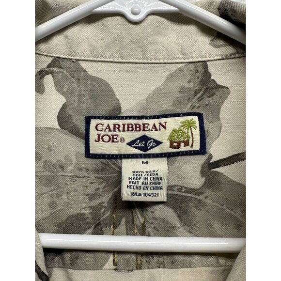 Caribbean Joe 100% Silk Men Button Up SS Shirt Size M EUC Beach Festival - Picture 3 of 6